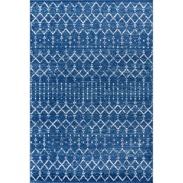 Moroccan Hype Boho Vintage Diamond Area Rug Blue/White